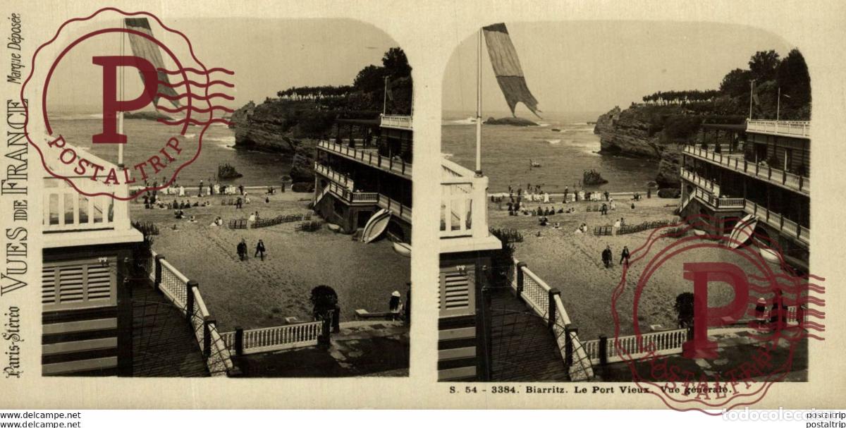 Fotografia antica: FRANCIA. FRANCE. BIARRITZ. LE PORT VIEUX. VUE GENERALE. - ESTEREOSCOPICA - ST&Eacute;R&Eacute;OSCOPIQUE - STEREO
