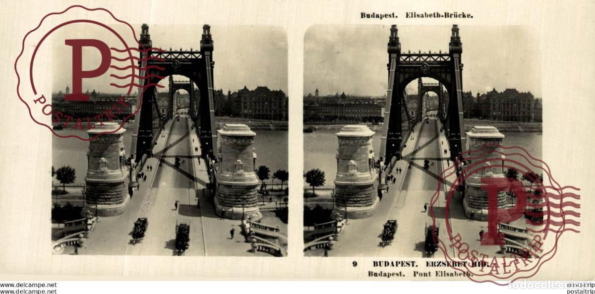 Fotografia antica: HUNGRIA.BUDAPEST. PONT ELIZABETH - ESTEREOSCOPICA - ST&Eacute;R&Eacute;OSCOPIQUE - STEREOSCOPIC