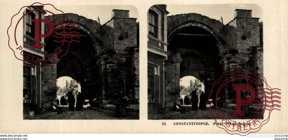 Fotografia antica: TURQUIA. TURKEY. CONSTANTINOPLE. PORTE DANDRINOPLE - ESTEREOSCOPICA - ST&Eacute;R&Eacute;OSCOPIQUE - STEREOSCOP