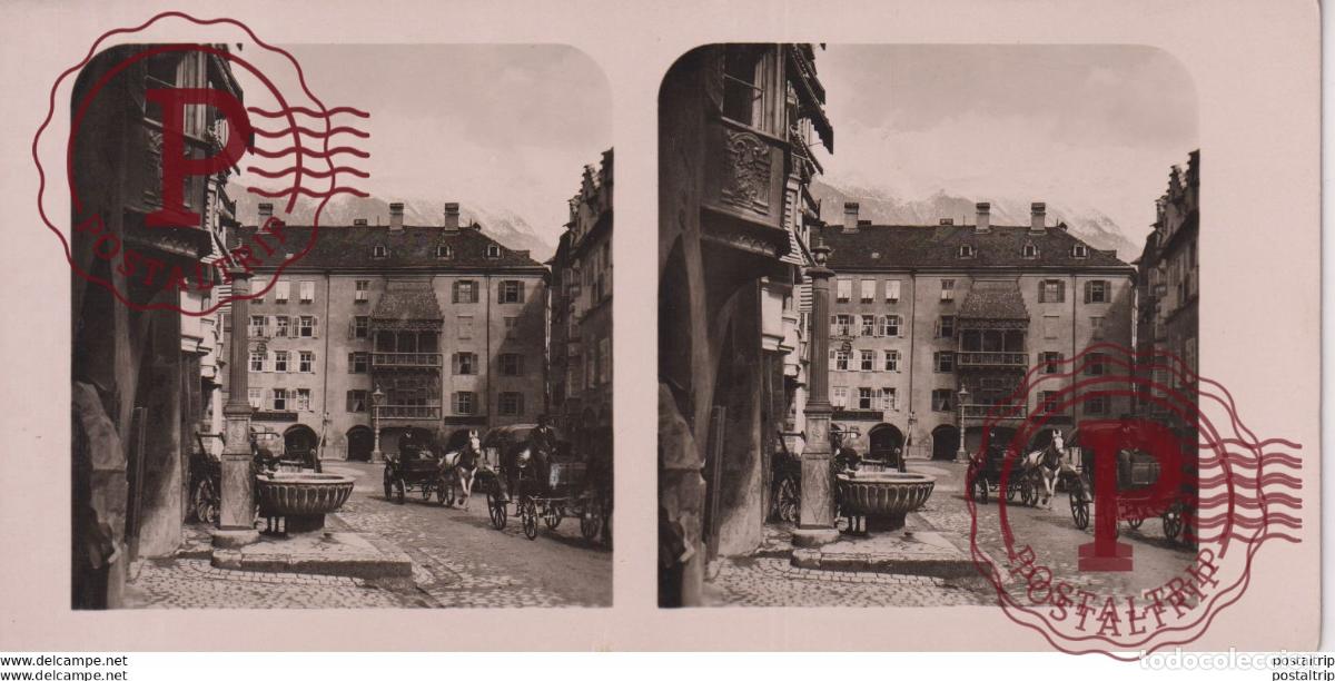 Fotografia antica: AUSTRIA. INNSBRUCK. STRASSE MIT GOLDNEM DACHL - ESTEREOSCOPICA - ST&Eacute;R&Eacute;OSCOPIQUE - STEREOSCOPIC