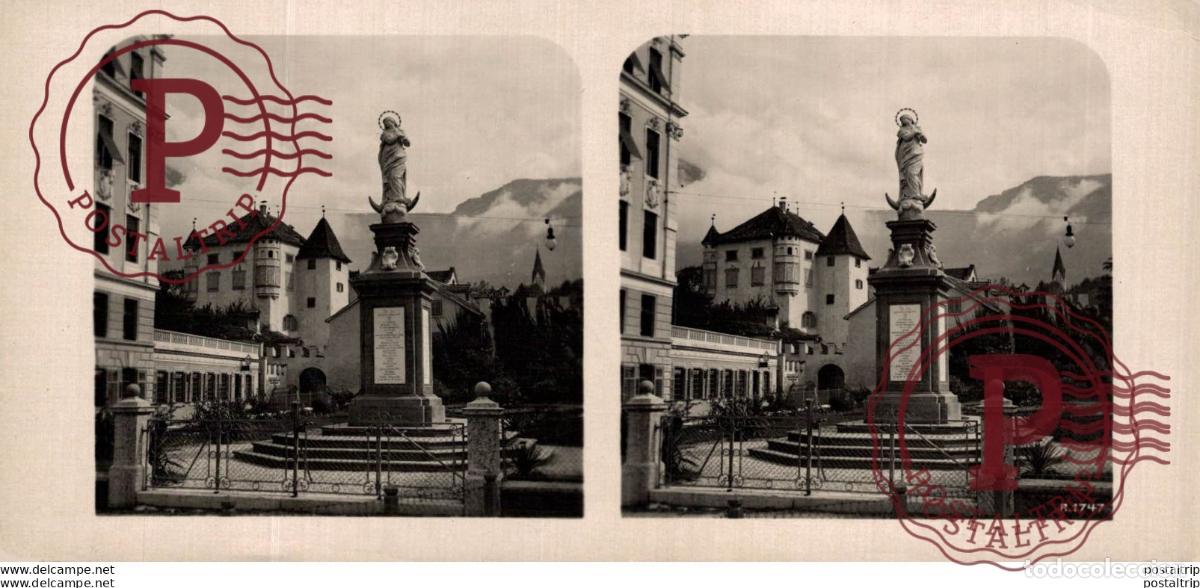 Fotografia antica: ITALIA ITALY. MERAN COLUMN OF MARIA. - ESTEREOSCOPICA - ST&Eacute;R&Eacute;OSCOPIQUE - STEREOSCOPIC