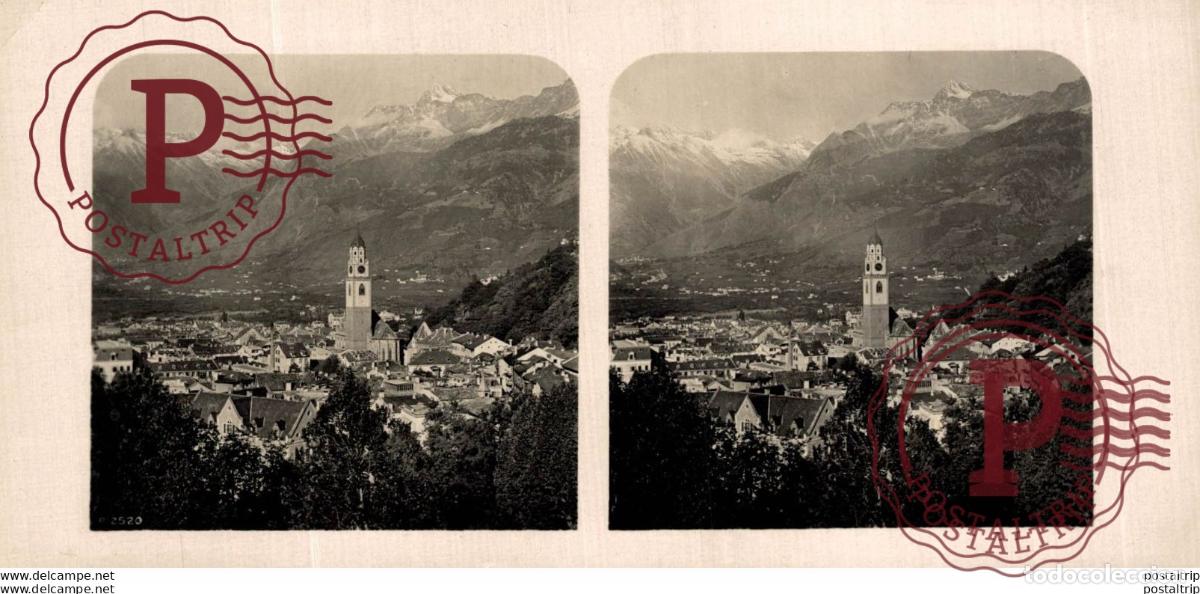 Fotografia antica: ITALIA ITALY. MERAN. GENERAL VIEW. - ESTEREOSCOPICA - ST&Eacute;R&Eacute;OSCOPIQUE - STEREOSCOPIC