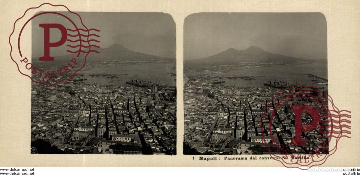 Fotografia antica: ITALIA ITALY. NAPOLI. PANORAMA DAL CONVENTO ST. MARTINO. - ESTEREOSCOPICA - ST&Eacute;R&Eacute;OSCOPIQUE - STEREO