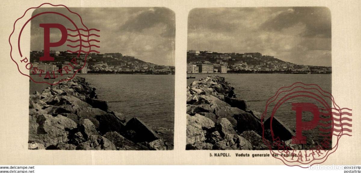 Fotografia antica: ITALIA ITALY. NAPOLI. VEDUTA GENERALE DEI POSILIPO. - ESTEREOSCOPICA - ST&Eacute;R&Eacute;OSCOPIQUE - STEREOSCOPI