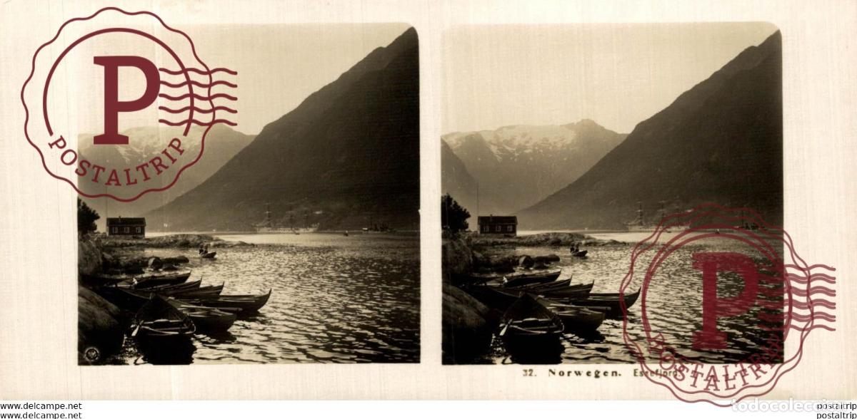 Fotografia antica: NORUEGA. NORWEGEN. ESSEFJORD - ESTEREOSCOPICA - ST&Eacute;R&Eacute;OSCOPIQUE - STEREOSCOPIC