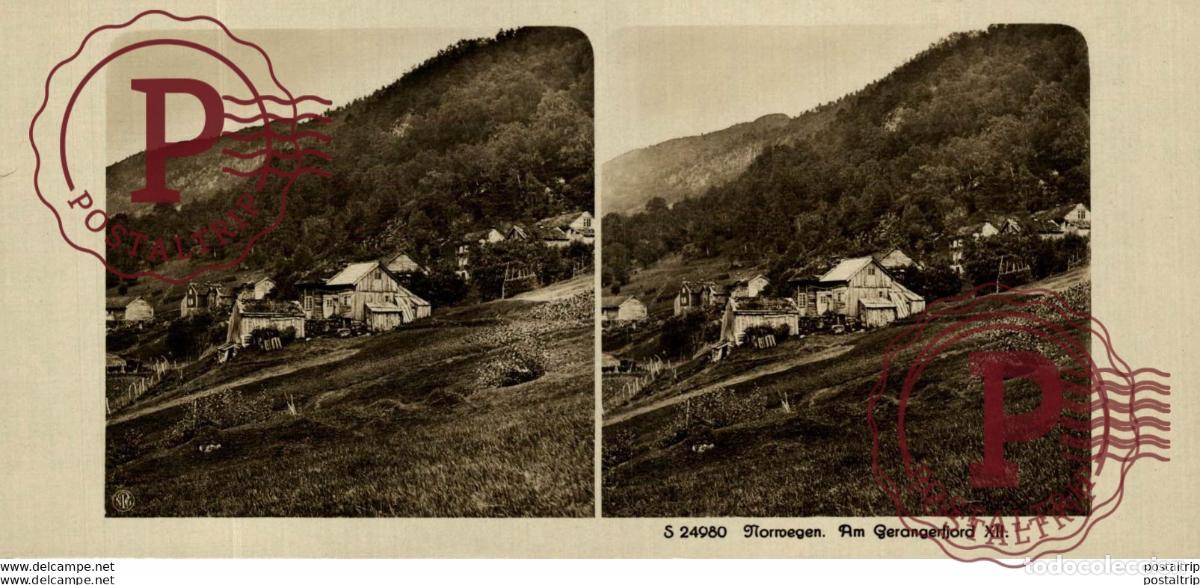 Fotografia antica: NORUEGA. NORWEGEN. AM GERANGERFJORD XII - ESTEREOSCOPICA - ST&Eacute;R&Eacute;OSCOPIQUE - STEREOSCOPIC