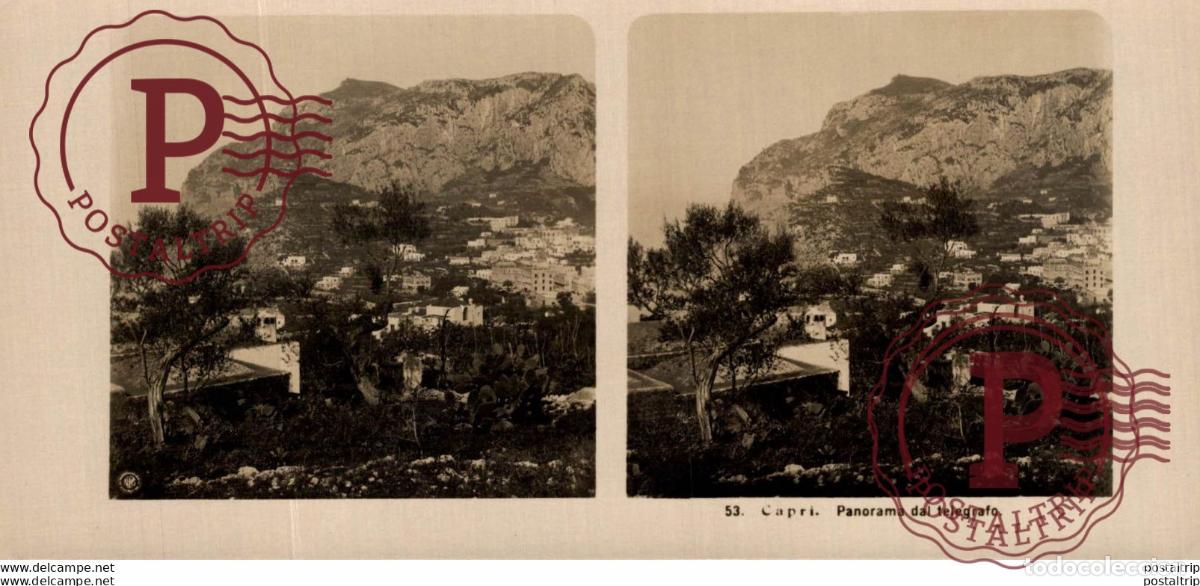 Fotografia antica: ITALIA. ITALY. CAPRI. PANORAMA DEL TELEGRAFO - ESTEREOSCOPICA - ST&Eacute;R&Eacute;OSCOPIQUE - STEREOSCOPIC