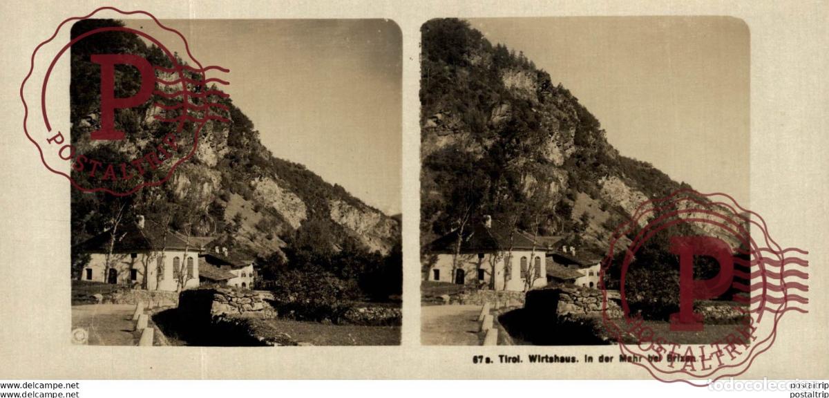 Fotografia antica: TIROL. WIRTSHAUS. IN DER MAHR BEI BRIZEN - ESTEREOSCOPICA - ST&Eacute;R&Eacute;OSCOPIQUE - STEREOSCOPIC