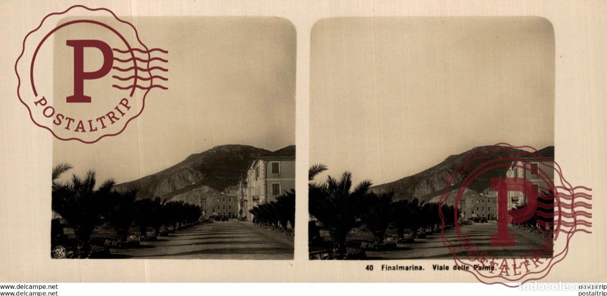 Fotografia antica: ITALIA ITALY. FINALMARINA. VIALE DELLE PALME - ESTEREOSCOPICA - ST&Eacute;R&Eacute;OSCOPIQUE - STEREOSCOPIC