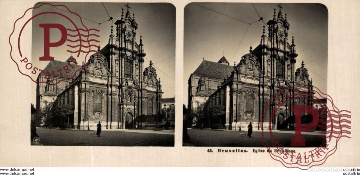 Fotograf&iacute;a antigua: BELGICA. BELGIE. BRUXELLES. EGLISE DU BEGUINAGE - ESTEREOSCOPICA - ST&Eacute;R&Eacute;OSCOPIQUE - STEREOSCOPIC