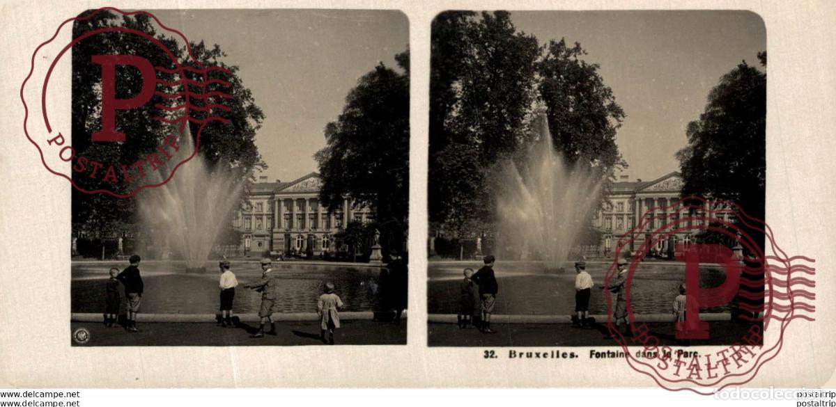 Fotograf&iacute;a antigua: BELGICA. BELGIE. BRUXELLES. FONTAINE DANS LE PARC - ESTEREOSCOPICA - ST&Eacute;R&Eacute;OSCOPIQUE - STEREOSCOPIC
