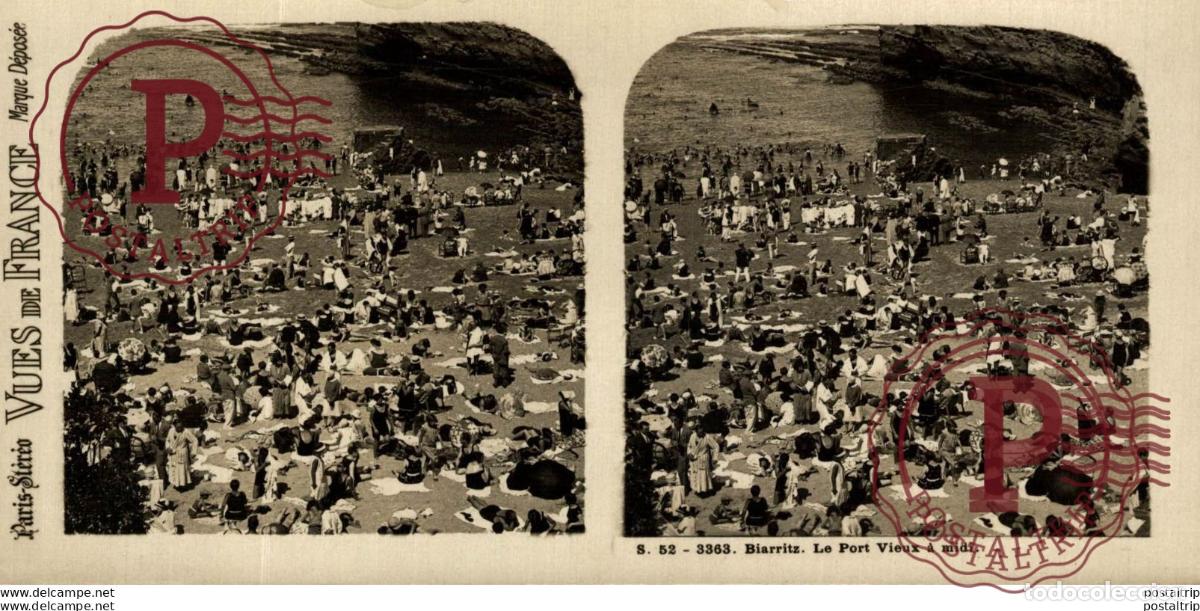 Fotografia antica: FRACIA FRANCE. BIARRITZ. LE PORT VIEUX A MIDI - ESTEREOSCOPICA - ST&Eacute;R&Eacute;OSCOPIQUE - STEREOSCOPIC