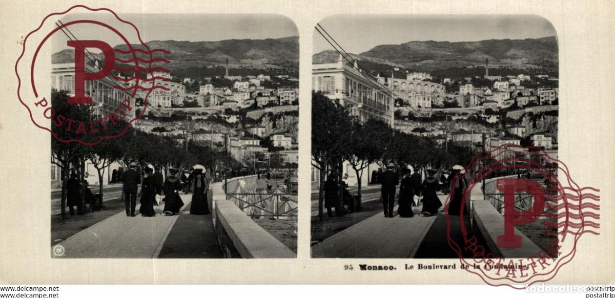 Fotografia antica: MONACO. LE BOULEVARD DE LA CONDAMINE. - ESTEREOSCOPICA - ST&Eacute;R&Eacute;OSCOPIQUE - STEREOSCOPIC