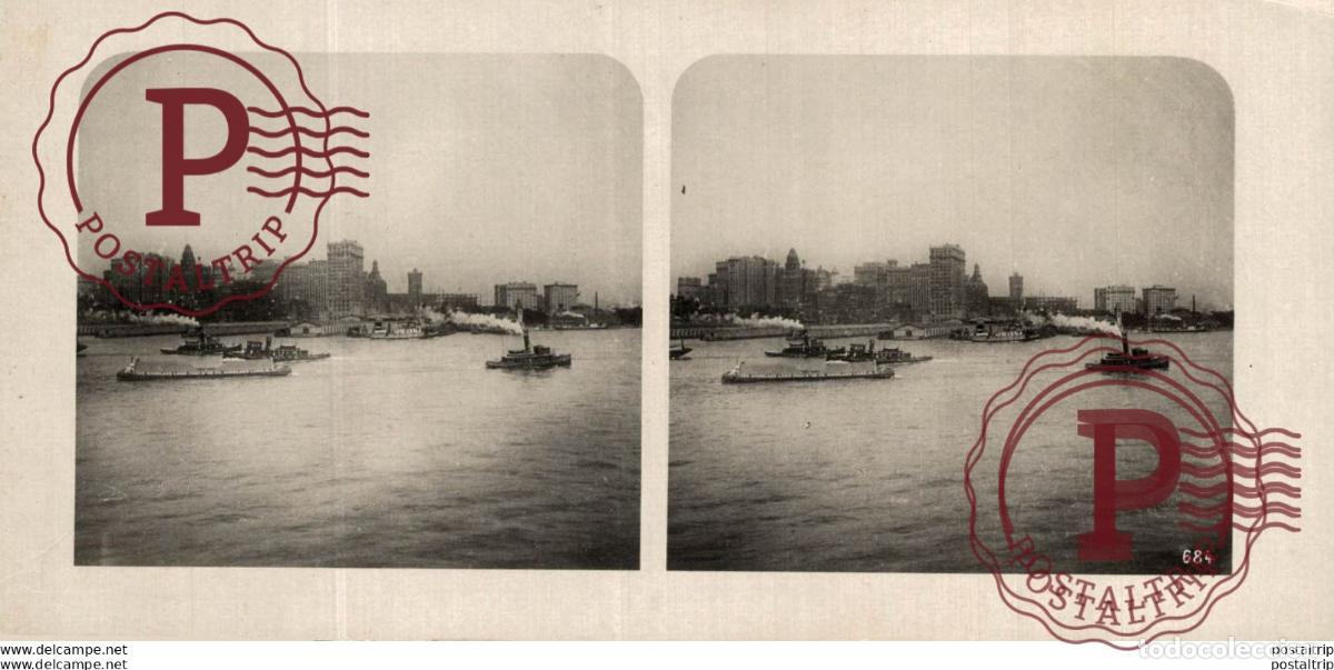 Fotografia antica: USA. IN THE HARBOR OF NEW YORK. - ESTEREOSCOPICA - ST&Eacute;R&Eacute;OSCOPIQUE - STEREOSCOPIC