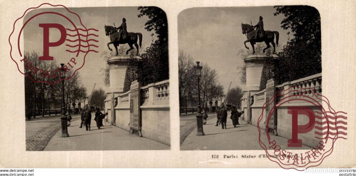 Antique Photography: FRANCIA FRANCE. PARIS. STATUE DETIENNE MARCEL - ESTEREOSCOPICA - ST&Eacute;R&Eacute;OSCOPIQUE - STEREOSCOPIC