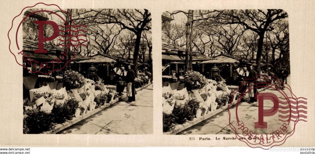 Fotograf&iacute;a antigua: FRANCIA FRANCE. PARIS. LE MARCHE AUX FLEURS - ESTEREOSCOPICA - ST&Eacute;R&Eacute;OSCOPIQUE - STEREOSCOPIC