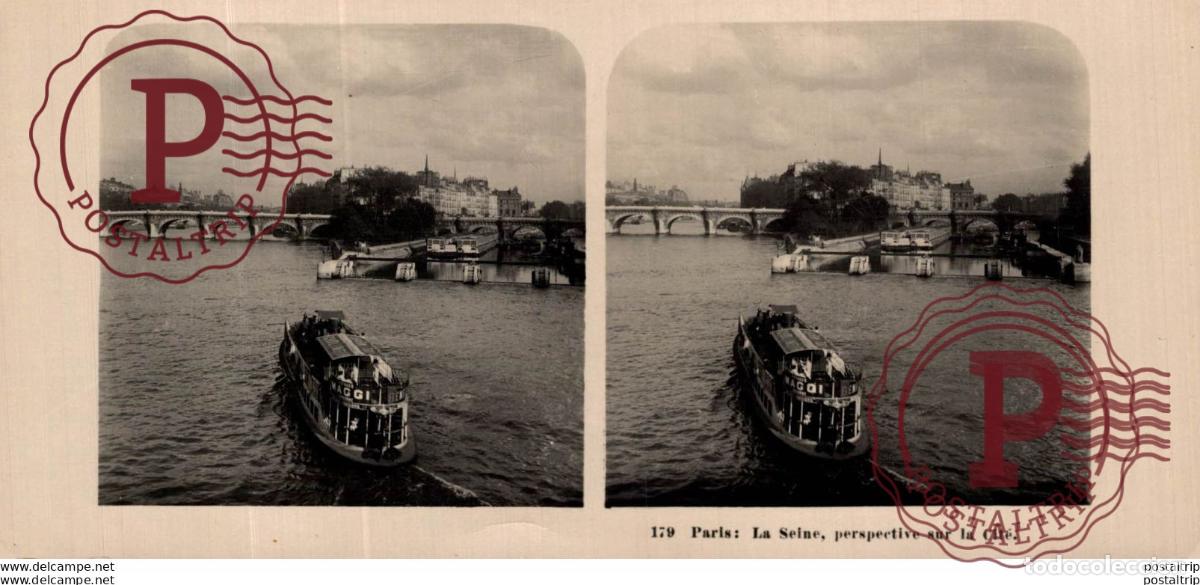 Fotograf&iacute;a antigua: FRANCIA FRANCE. PARIS. LA SEINE, PERSPECTIVE SUR LA CITE - ESTEREOSCOPICA - ST&Eacute;R&Eacute;OSCOPIQUE - STEREO