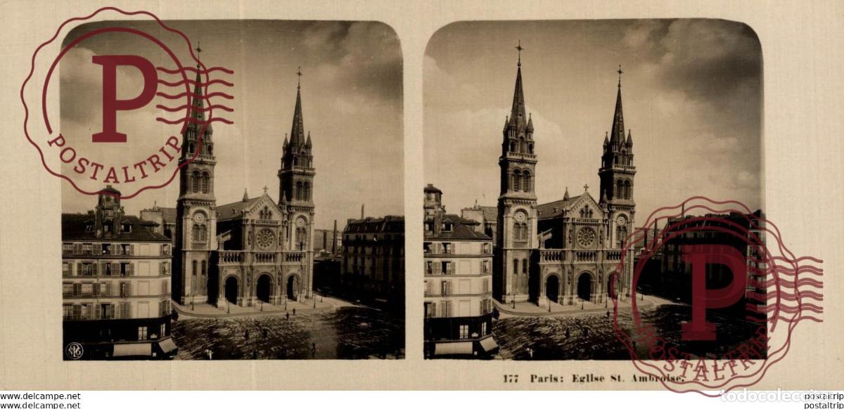 Fotograf&iacute;a antigua: FRANCIA FRANCE. PARIS. EGLISE ST AMBROISE - ESTEREOSCOPICA - ST&Eacute;R&Eacute;OSCOPIQUE - STEREOSCOPIC