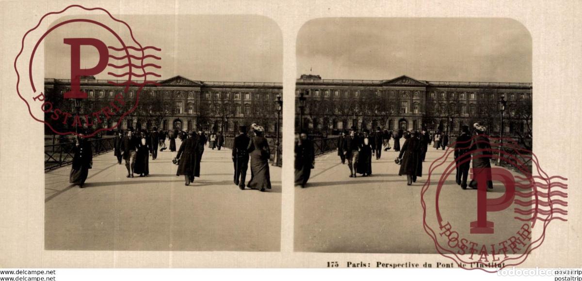 Fotograf&iacute;a antigua: FRANCIA FRANCE. PARIS. PERSPECTIVE DU PONT DE LINSTITUT - ESTEREOSCOPICA - ST&Eacute;R&Eacute;OSCOPIQUE - STEREO