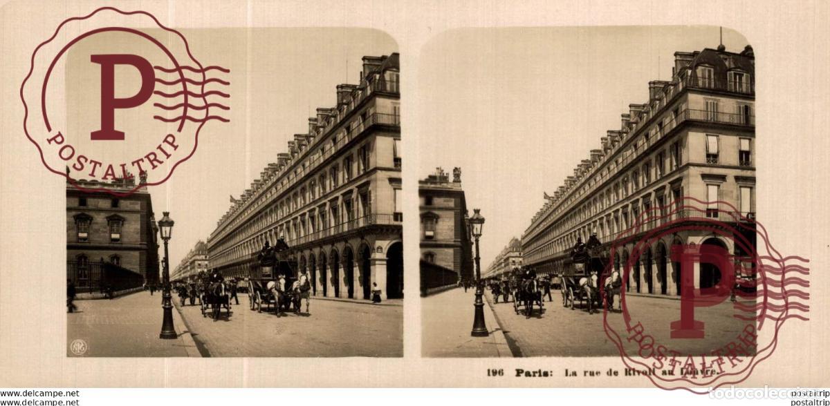 Fotograf&iacute;a antigua: FRANCIA FRANCE. PARIS. LA RUE DE RIVOLL AU LOUVRE - ESTEREOSCOPICA - ST&Eacute;R&Eacute;OSCOPIQUE - STEREOSCOPIC