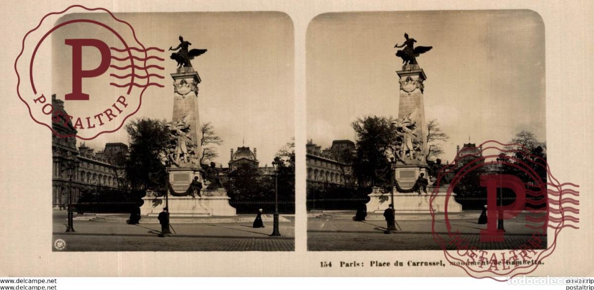 Fotograf&iacute;a antigua: FRANCIA FRANCE. PARIS. PLACE DU CARRUSSEL, MONUMENT DE GAMBETTA - ESTEREOSCOPICA - ST&Eacute;R&Eacute;OSCOPIQUE -
