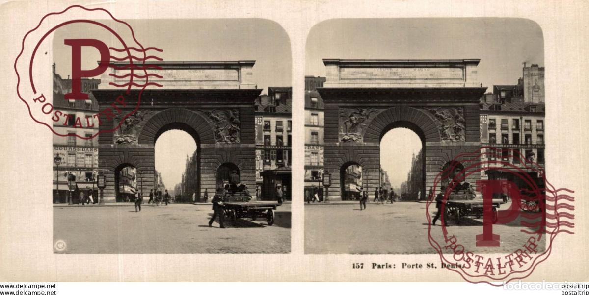 Fotograf&iacute;a antigua: FRANCIA FRANCE. PARIS. PORTE ST DENIS -ESTEREOSCOPICA - ST&Eacute;R&Eacute;OSCOPIQUE - STEREOSCOPIC
