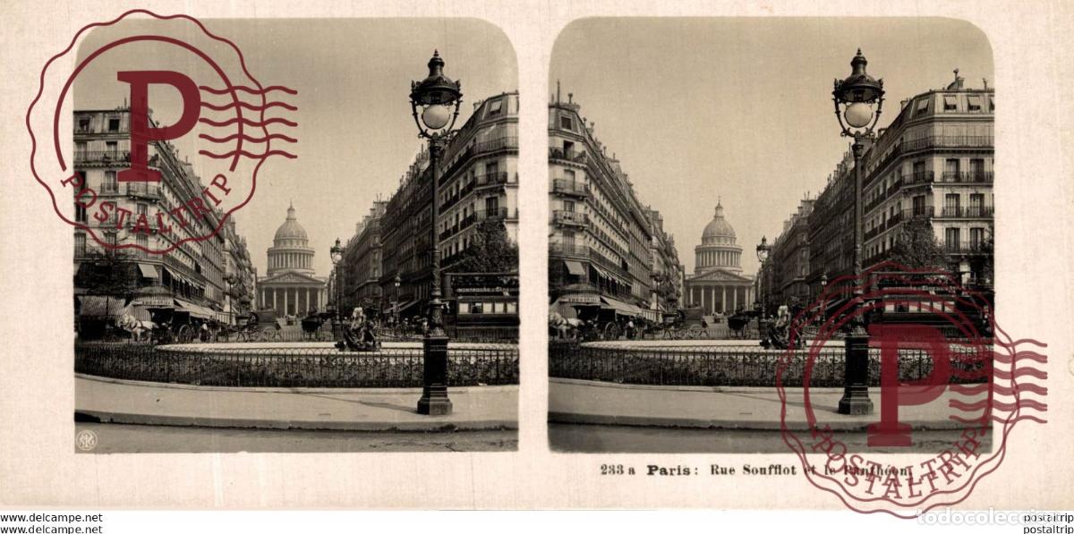 Fotograf&iacute;a antigua: FRANCIA FRANCE. PARIS. RUE SOUFFLOT ET LE PANTHEON -ESTEREOSCOPICA - ST&Eacute;R&Eacute;OSCOPIQUE - STEREOSCOPIC