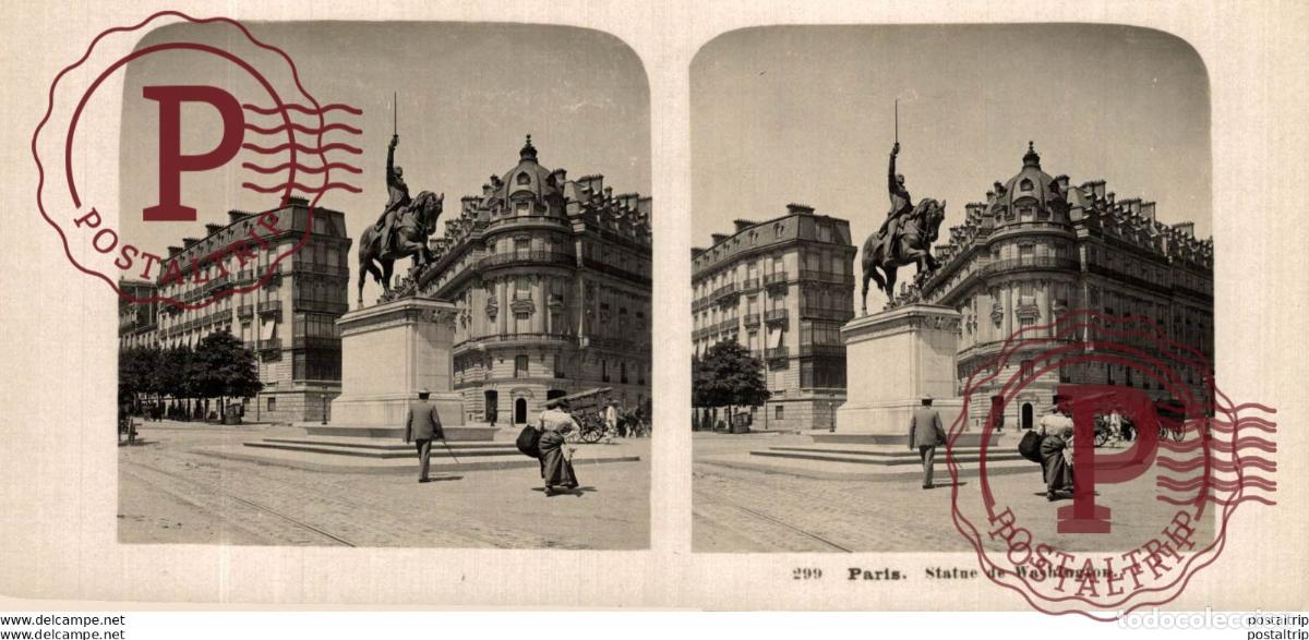 Fotograf&iacute;a antigua: FRANCIA FRANCE. PARIS. STATUE DE WASHINGTON -ESTEREOSCOPICA - ST&Eacute;R&Eacute;OSCOPIQUE - STEREOSCOPIC