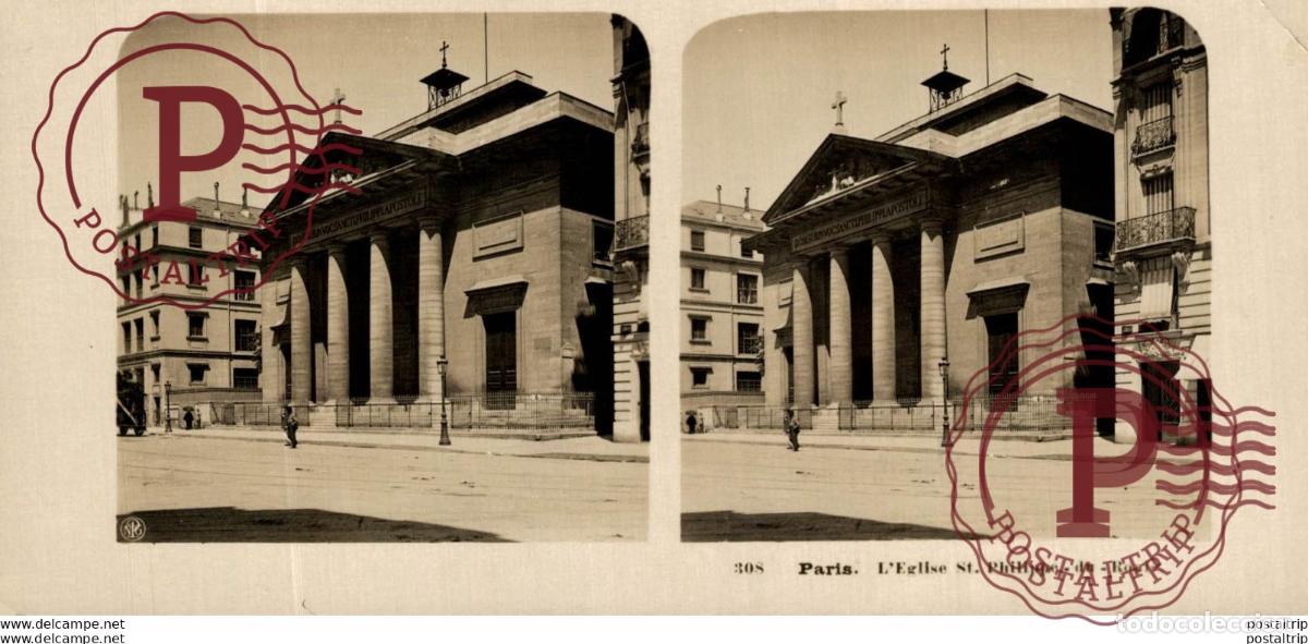 Fotografia antiga: FRANCIA FRANCE. PARIS. LEGLISE ST PHILIPPE DU ROALE -ESTEREOSCOPICA - ST&Eacute;R&Eacute;OSCOPIQUE - STEREOSCOPI