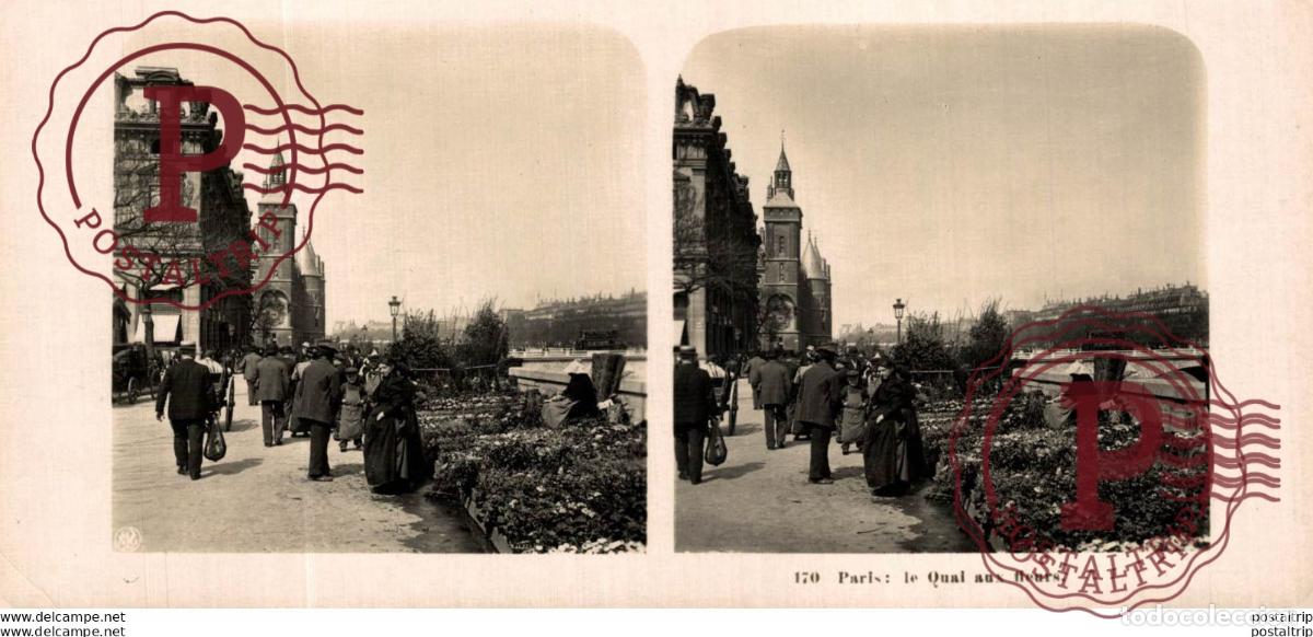 Fotografia antiga: FRANCIA FRANCE. PARIS. LE QUAI AUX FLEURS. -ESTEREOSCOPICA - ST&Eacute;R&Eacute;OSCOPIQUE - STEREOSCOPIC