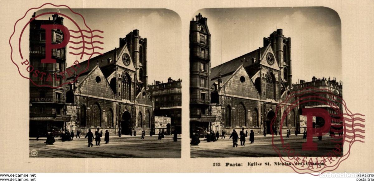 Fotografia antiga: FRANCIA FRANCE. PARIS. EGLISE ST NICOLAS DES CHAMPS. -ESTEREOSCOPICA - ST&Eacute;R&Eacute;OSCOPIQUE - STEREOSCOPI