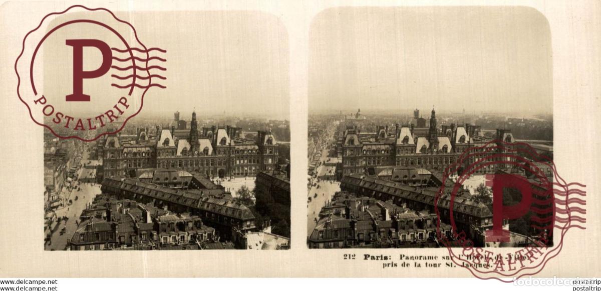 Fotografia antiga: FRANCIA FRANCE. PARIS. PANORAME SUR LHOTEL DE VILLE PRIS DE LA TOUR... -ESTEREOSCOPICA - ST&Eacute;R&Eacute;OSCO