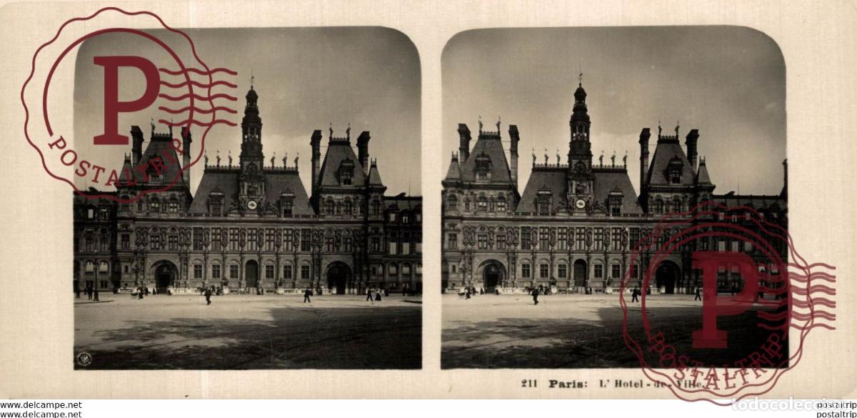 Fotografia antiga: FRANCIA FRANCE. PARIS. LHOTEL DE VILLE. -ESTEREOSCOPICA - ST&Eacute;R&Eacute;OSCOPIQUE - STEREOSCOPIC