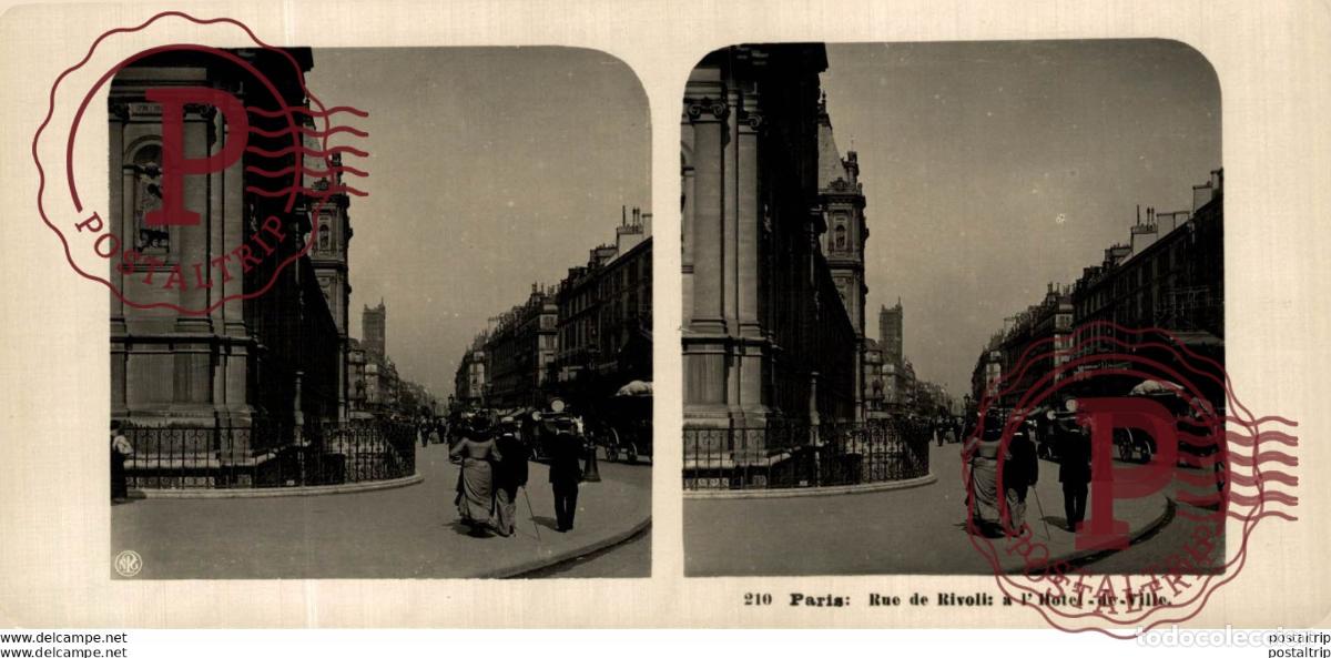 Fotografia antiga: FRANCIA FRANCE. PARIS. RUE DE RIVOLI A LHOTEL DE VILLE. -ESTEREOSCOPICA - ST&Eacute;R&Eacute;OSCOPIQUE - STEREOS