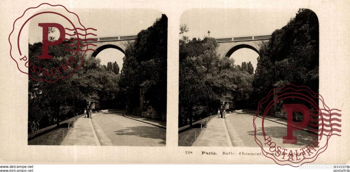 Fotograf&iacute;a antigua: FRANCIA FRANCE. PARIS. BUTTES CHAUMONT, PONT DES... -ESTEREOSCOPICA - ST&Eacute;R&Eacute;OSCOPIQUE - STEREOSCOPIC