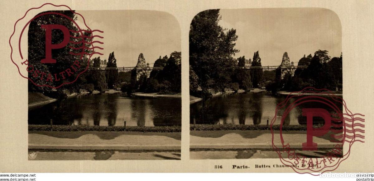 Fotograf&iacute;a antigua: FRANCIA FRANCE. PARIS. BUTTES CHAUMONT, LE LAC. -ESTEREOSCOPICA - ST&Eacute;R&Eacute;OSCOPIQUE - STEREOSCOPIC