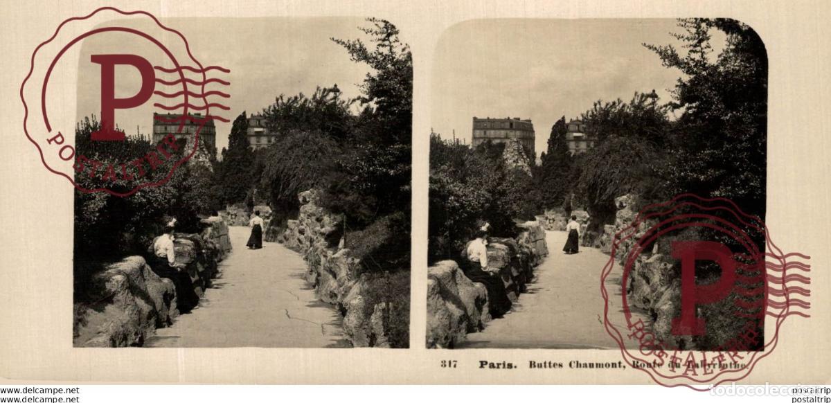 Fotograf&iacute;a antigua: FRANCIA FRANCE. PARIS. BUTTES CHAUMONT, ROUTE DU LABYRINTHE. -ESTEREOSCOPICA - ST&Eacute;R&Eacute;OSCOPIQUE - STE
