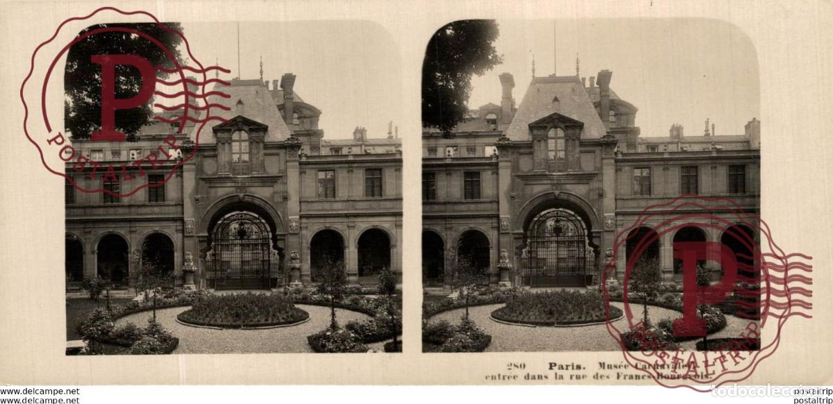 Alte Fotografie: FRANCIA FRANCE. PARIS. MUSEE CARNAVALET ENTREE DANS LA RUE DES FRANCS-. -ESTEREOSCOPICA - ST&Eacute;R&Eacute;OSCO