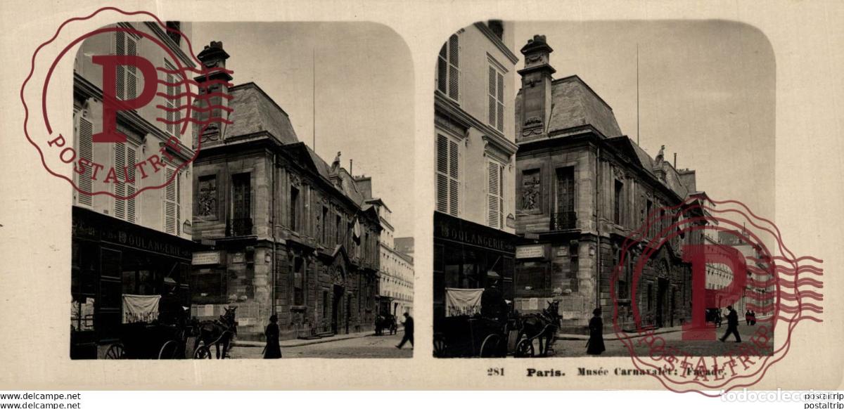 Alte Fotografie: FRANCIA FRANCE. PARIS. MUSEE CARNAVALET FA&Ccedil;ADE-. -ESTEREOSCOPICA - ST&Eacute;R&Eacute;OSCOPIQUE - STEREOSCOPIC