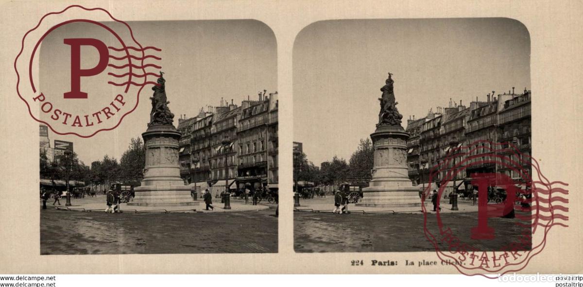 Alte Fotografie: FRANCIA FRANCE. PARIS. LA PLACE CLICHY -ESTEREOSCOPICA - ST&Eacute;R&Eacute;OSCOPIQUE - STEREOSCOPIC