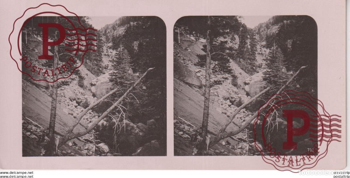 Alte Fotografie: USA. PIKES PEAK FELSENGEBIRGE. ON THE RAILROAD TRACK -ESTEREOSCOPICA - ST&Eacute;R&Eacute;OSCOPIQUE - STEREOSCOPI