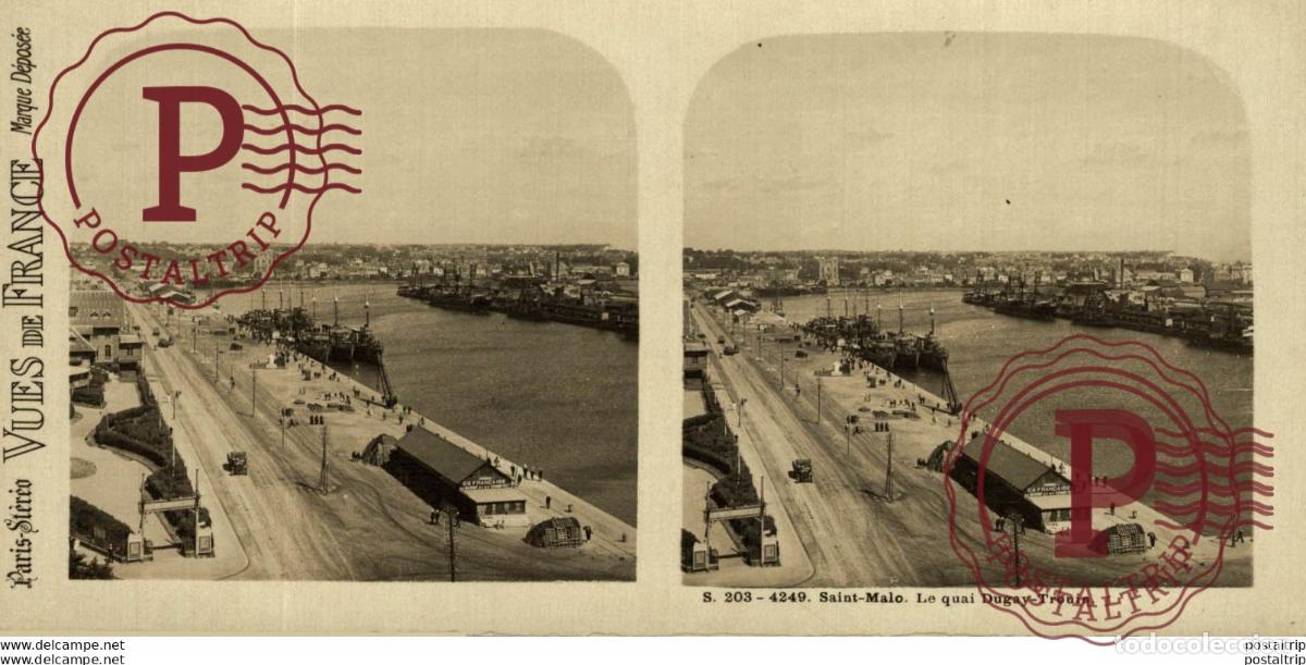 Fotograf&iacute;a antigua: FRANCIA FRANCE. SAINT MALO. LE QUAI DUGAY TROUIN. -ESTEREOSCOPICA - ST&Eacute;R&Eacute;OSCOPIQUE - STEREOSCOPIC