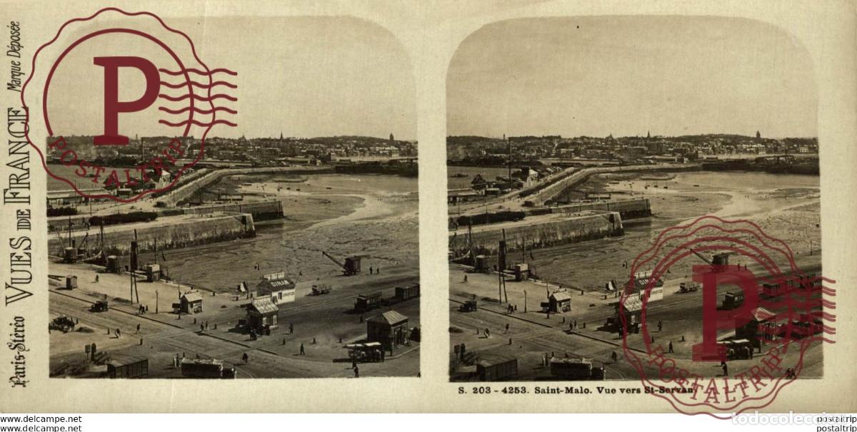 Fotograf&iacute;a antigua: FRANCIA FRANCE. SAINT MALO. VUE VERS ST SERVAN. -ESTEREOSCOPICA - ST&Eacute;R&Eacute;OSCOPIQUE - STEREOSCOPIC