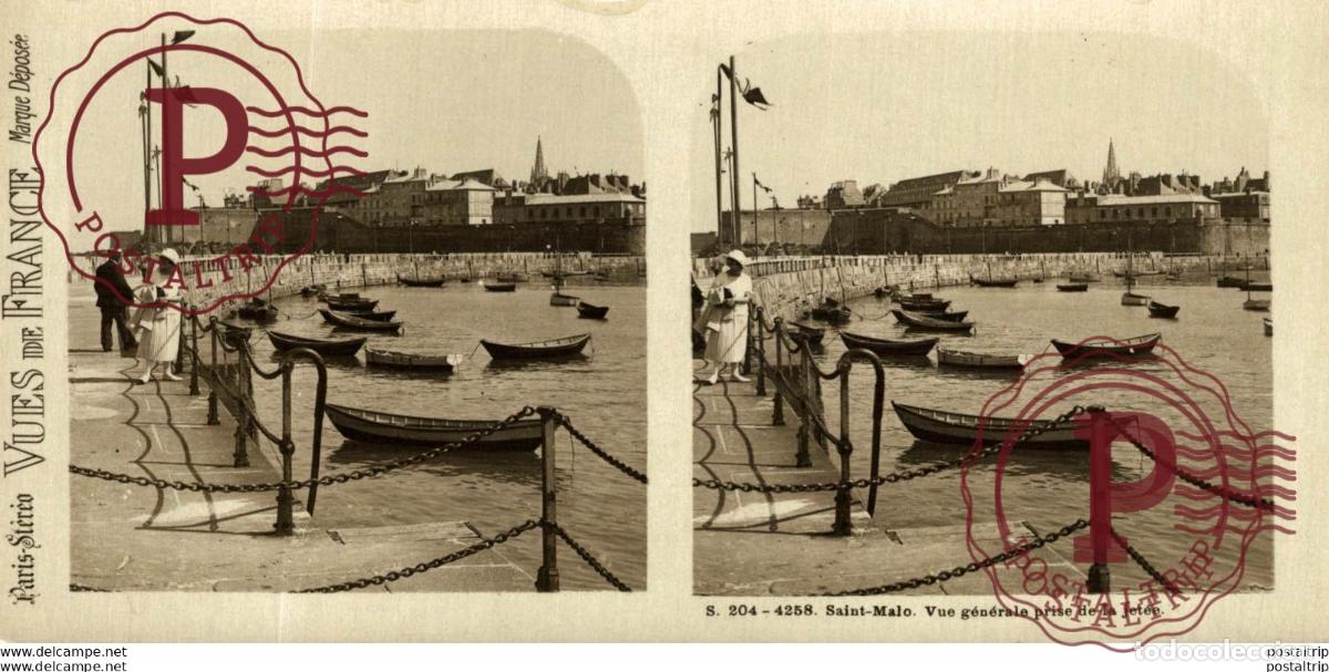 Fotograf&iacute;a antigua: FRANCIA FRANCE. SAINT MALO. VUE GENERALE PRISE DE LA JETEE. -ESTEREOSCOPICA - ST&Eacute;R&Eacute;OSCOPIQUE - STER