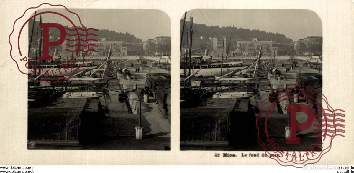 Fotografia antiga: FRANCIA FRANCE. NICE. LE FOND DU PORT. -ESTEREOSCOPICA - ST&Eacute;R&Eacute;OSCOPIQUE - STEREOSCOPIC