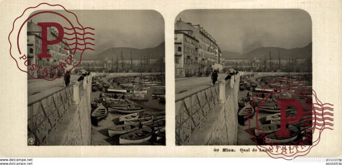 Fotografia antiga: FRANCIA FRANCE. NICE. QUAI DE LUNEL. -ESTEREOSCOPICA - ST&Eacute;R&Eacute;OSCOPIQUE - STEREOSCOPIC