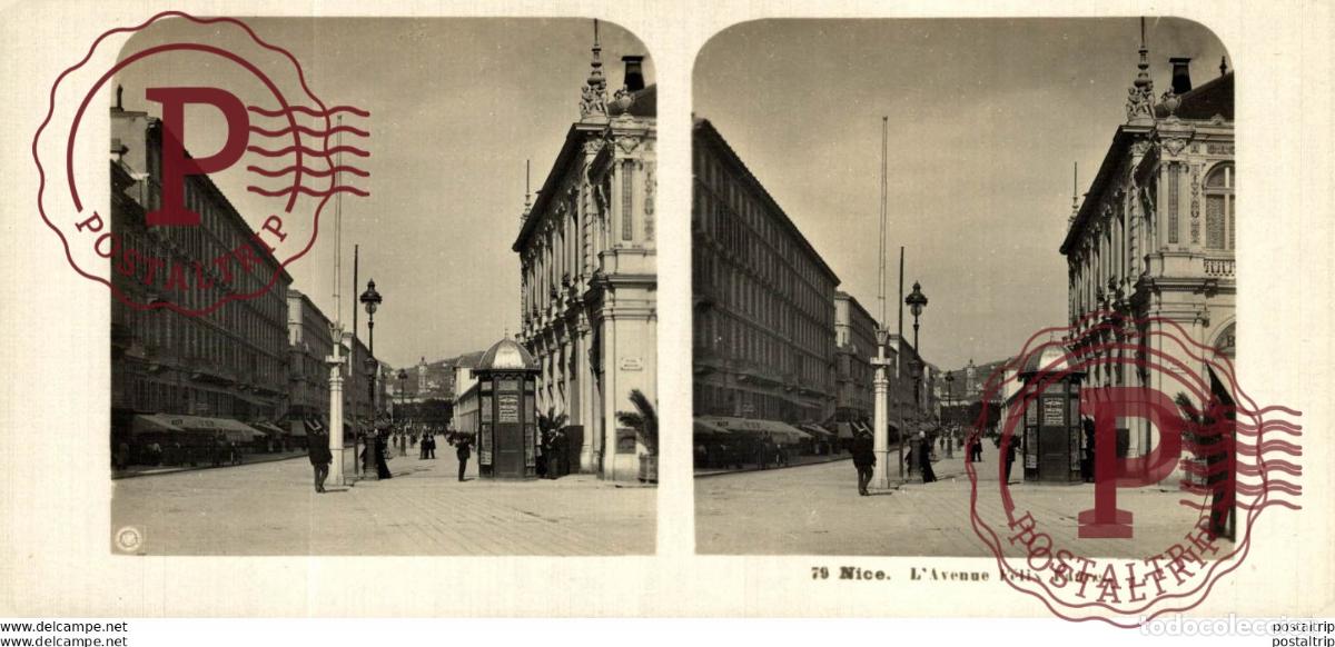 Fotografia antiga: FRANCIA FRANCE. NICE. LE AVENUE FELIX FAURE.. -ESTEREOSCOPICA - ST&Eacute;R&Eacute;OSCOPIQUE - STEREOSCOPIC
