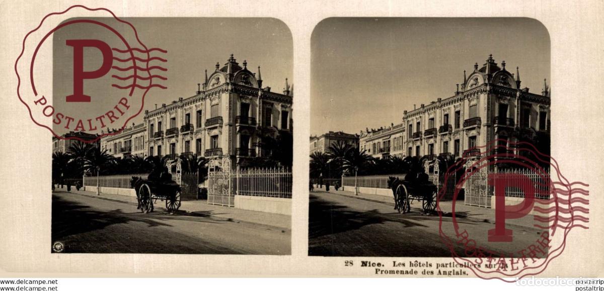 Fotografia antiga: FRANCIA FRANCE. NICE LES HOTELS PARTIENLIERS SUR LA PROMENADE DES... -ESTEREOSCOPICA - ST&Eacute;R&Eacute;OSCOPIQ