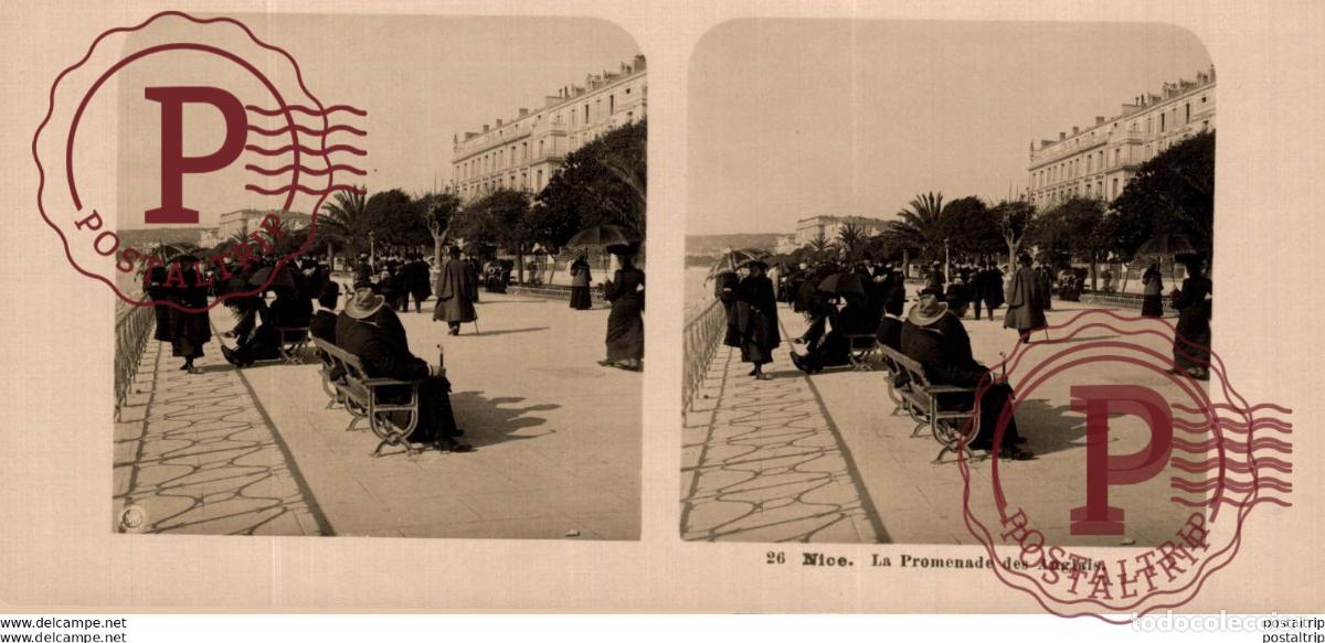 Fotografia antiga: FRANCIA FRANCE. NICE LA PROMENADE DES ANGLAIS. -ESTEREOSCOPICA - ST&Eacute;R&Eacute;OSCOPIQUE - STEREOSCOPIC