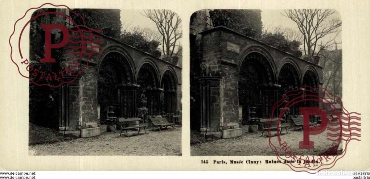 Fotografia antiga: FRANCIA FRANCE. PARIS. MUSEE CLUNY. RUINES DANS LE JARDIN. -ESTEREOSCOPICA - ST&Eacute;R&Eacute;OSCOPIQUE - STERE